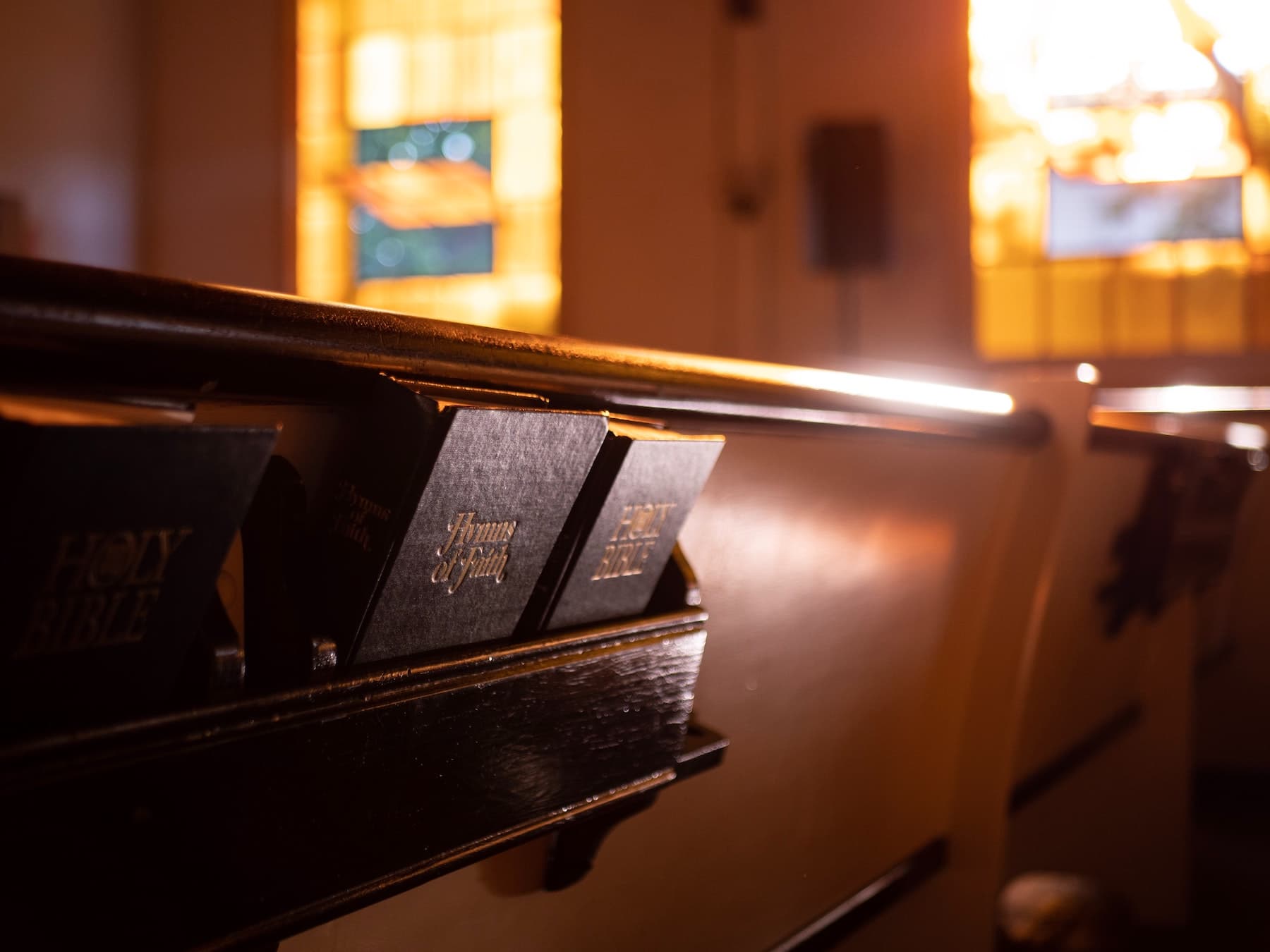 Church pews in the background